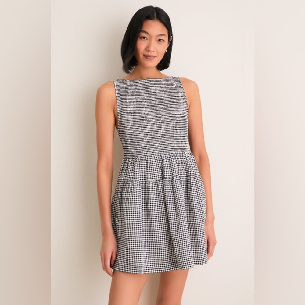 Hill House Black and White Gingham Mini Dress